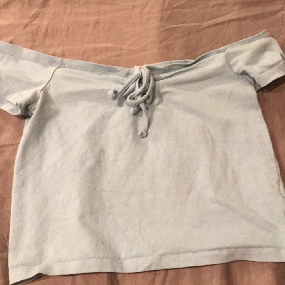 Baby blue off the shoulder crop top